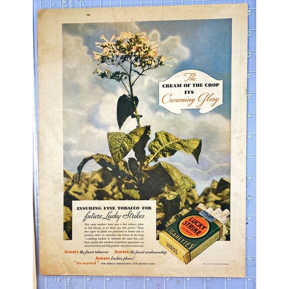 Lucky Strike Cigarettes "The Cream of the Crop" Vintage Print Ad 1933 - Picture 2 of 3